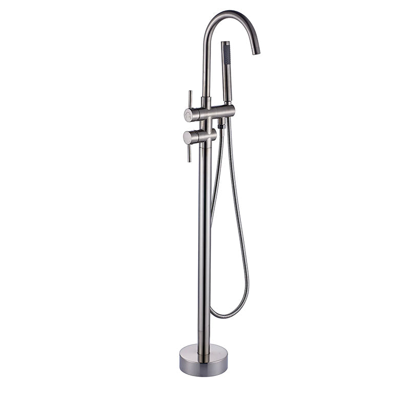 Single-Handle Free Standing Tub Faucet Bathroom Shower in Brushed Nickel