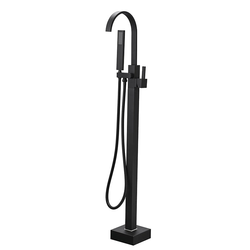 Free Standing Tub Faucet Floor Bathroom Shower in Matte Black