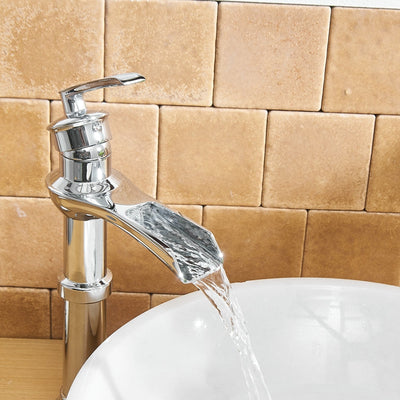 Single Handle Single Hole Bathroom Faucet High Spout Pop-Up Drain Included