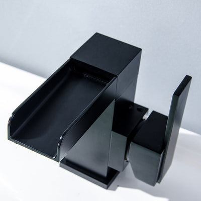 Modern Single Handle Single Hole Bathroom Faucet with Drain Kit Included in Matte Black