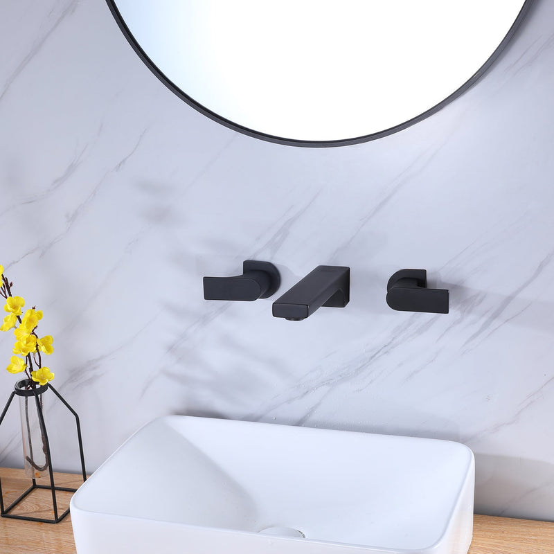 2-Handle Wall Mounted Faucet in Matte Black