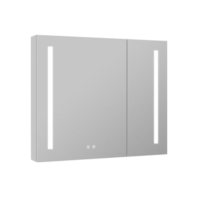 36-in x 30-in Lighted LED Surface/Recessed Mount Aluminum Mirrored Medicine Cabinet with Outlet