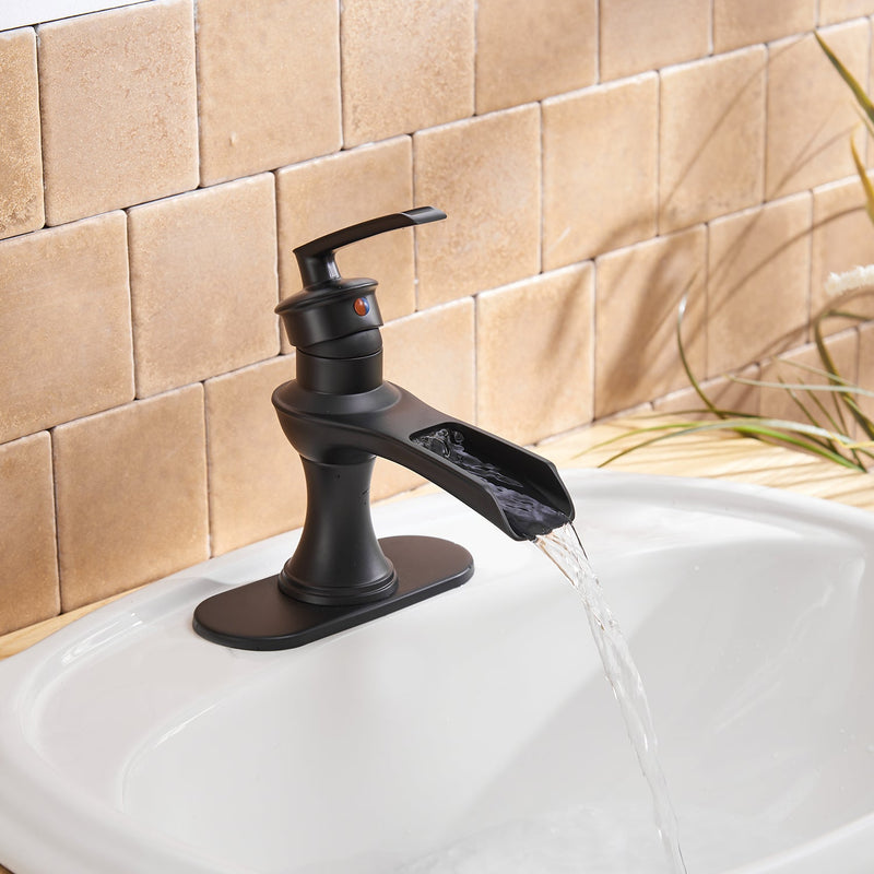 Single Handle Single Hole Bathroom Faucet Pop-Up Drain Included and Supply Lines