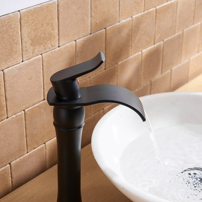 Single-Handle Waterfall  Vessel Bathroom Faucet With Pop-up Drain Assembly