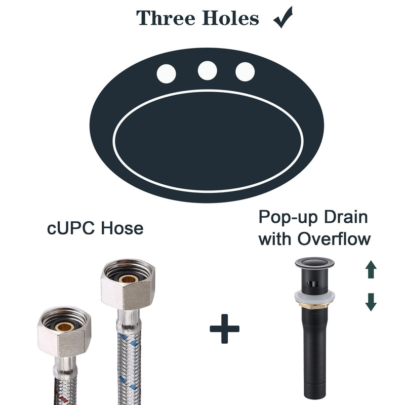 4 in. Centerset Double Handle Bathroom Faucet with Drain Kit Included and Supply Line