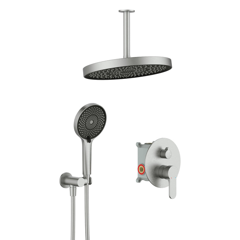 Wall-Mounted Ceiling Round Shower Set with 3 Spray Patterns