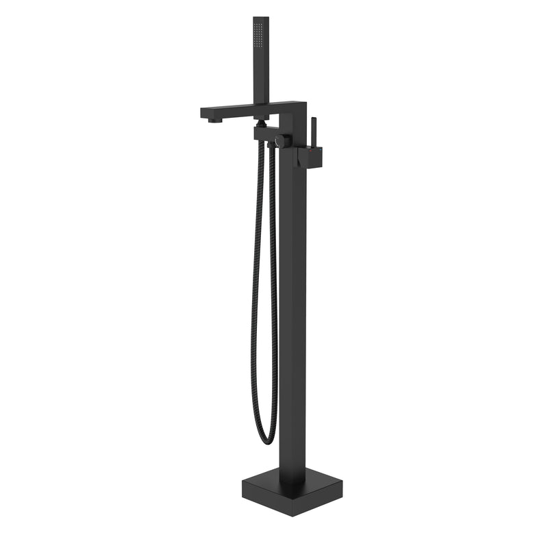 Freestanding bathtub faucet Matte Black 1-handle Residential Freestanding Swivel Bathtub Faucet with Hand Shower (Valve Included)