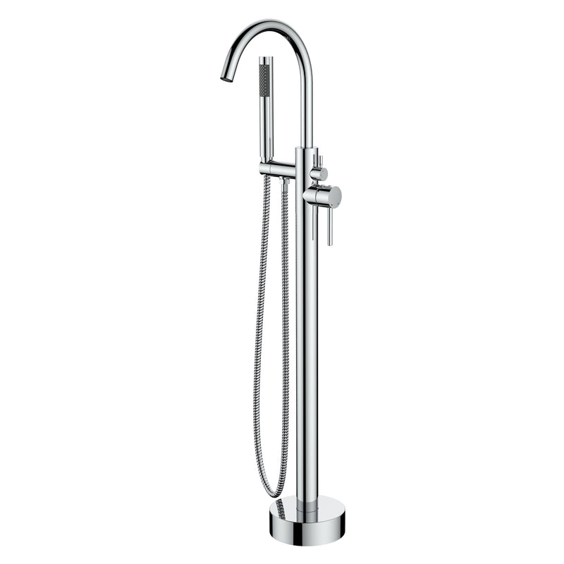 Free Standing Tub Faucets Brushed Nickel 2-handle Residential Freestanding High-arc Bathtub Faucet with Hand Shower (Valve Included)