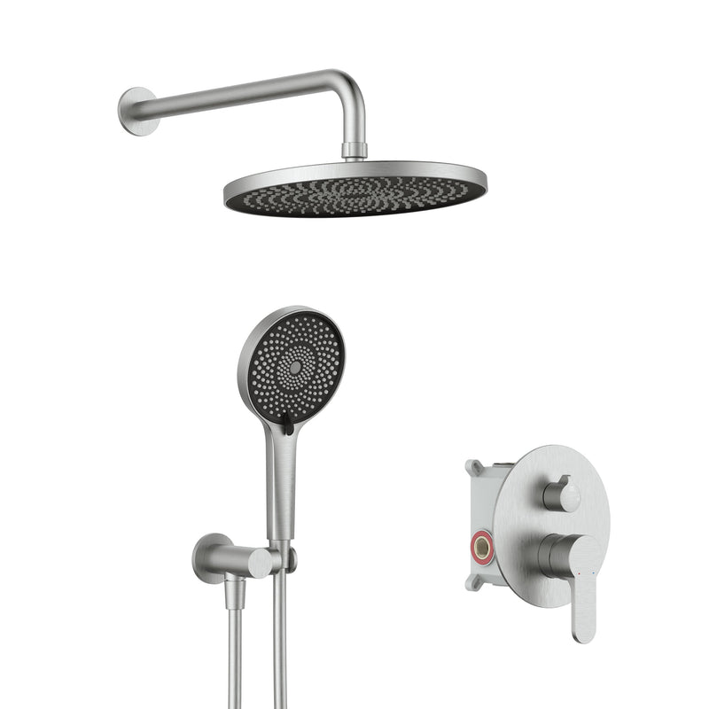 Wall-mounted round shower set with 6 spray patterns