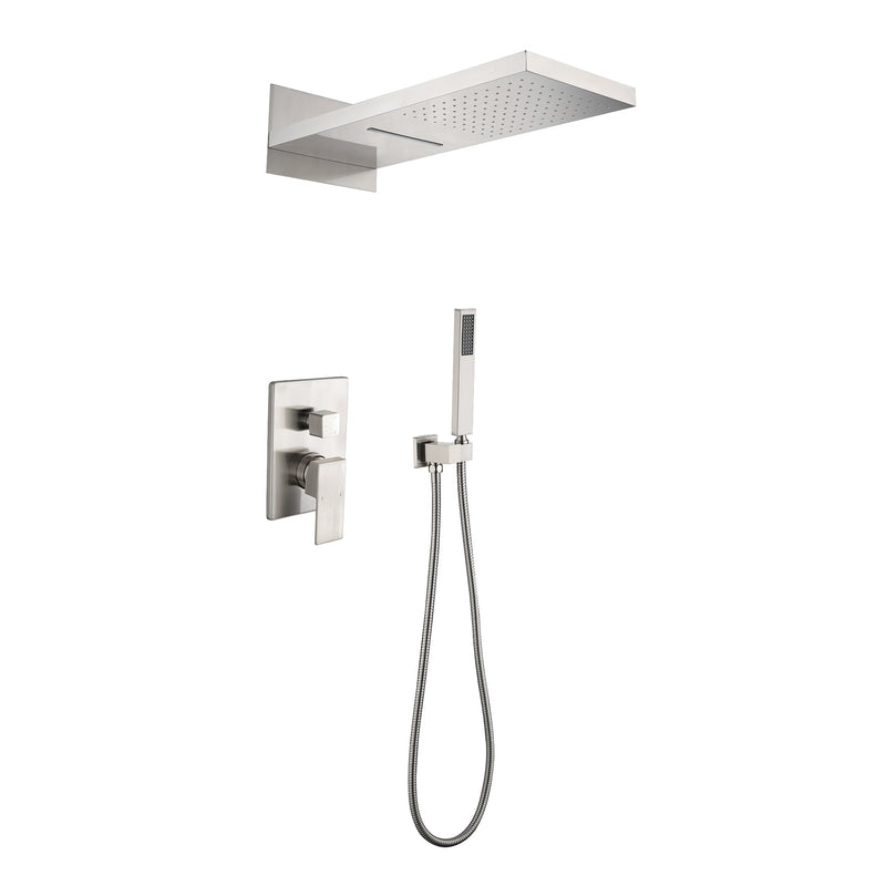 Wall Mounted Waterfall Rain Shower System With 3 Body Sprays & Handheld Shower