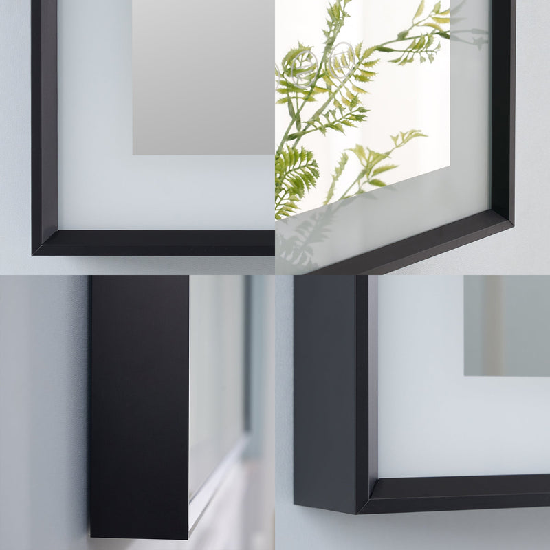 55 in. W x 30 in. H Rectangular Aluminum Framed LED Wall Mount Anti-Fog Modern Decorative Bathroom Vanity Mirror in Matte Black