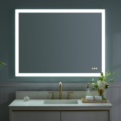 48 in. W x 36 in. H Rectangular Aluminum Framed LED Wall Mount Anti-Fog Modern Decorative Bathroom Vanity Mirror in White