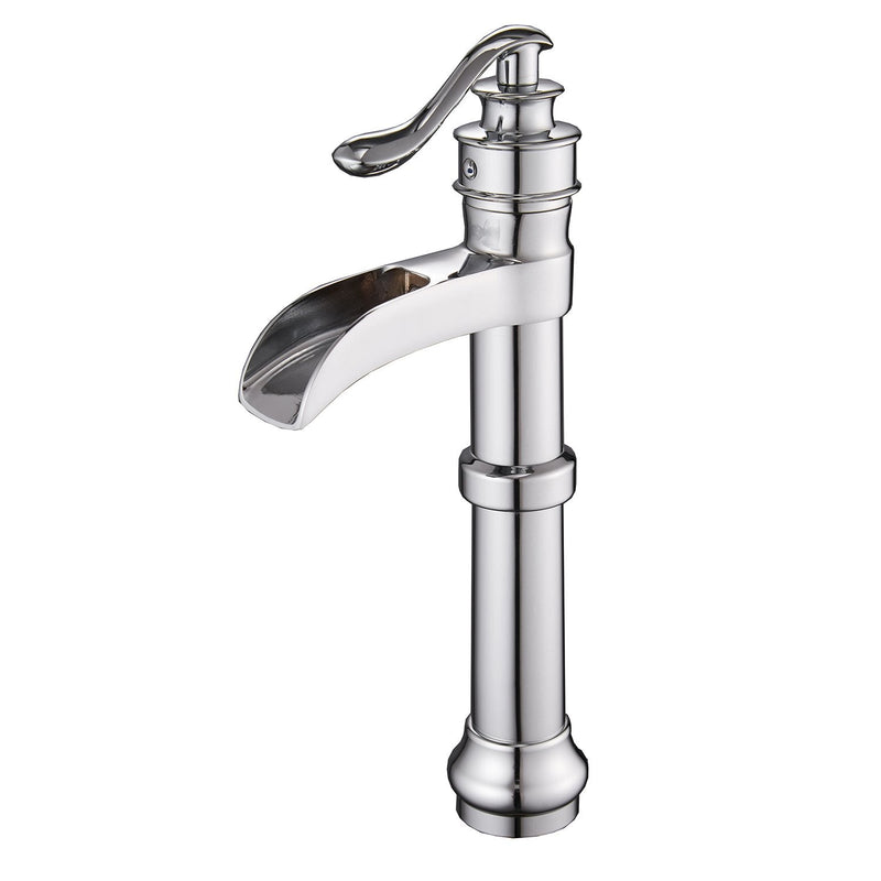 Waterfall Single Hole Single Handle Tall Body Bathroom Vessel Sink Faucet