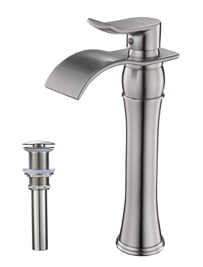 Single-Handle Waterfall  Vessel Bathroom Faucet With Pop-up Drain Assembly