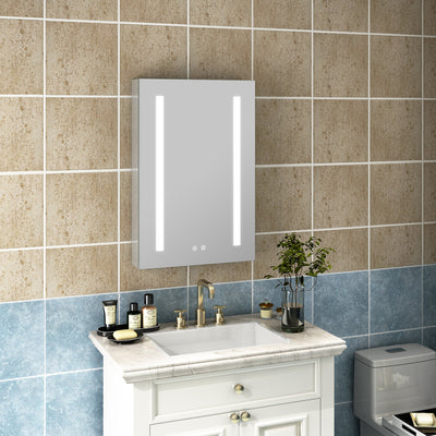 20-in x 30-in Lighted LED Surface/Recessed Mount Mirrored Rectangle Medicine Cabinet with Outlet Right Side