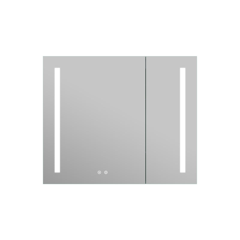 36-in x 30-in Lighted LED Surface/Recessed Mount Aluminum Mirrored Medicine Cabinet with Outlet