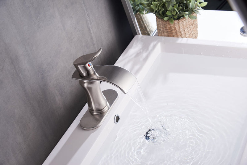 Single-Handle Bathroom Faucet with Deckplate Included and Supply Lines