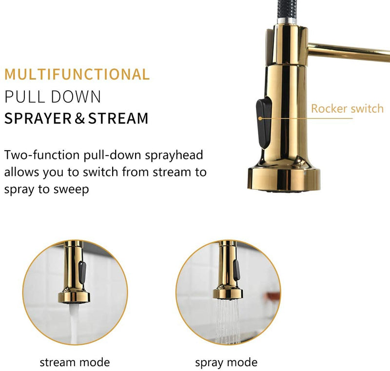 Single Handle Pull Down Sprayer Kitchen Faucet with 360℃ Rotation