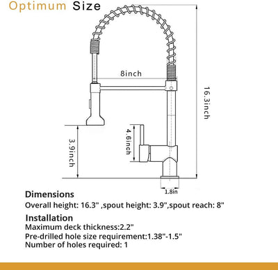 Single Handle Pull Down Sprayer Kitchen Faucet with 360℃ Rotation