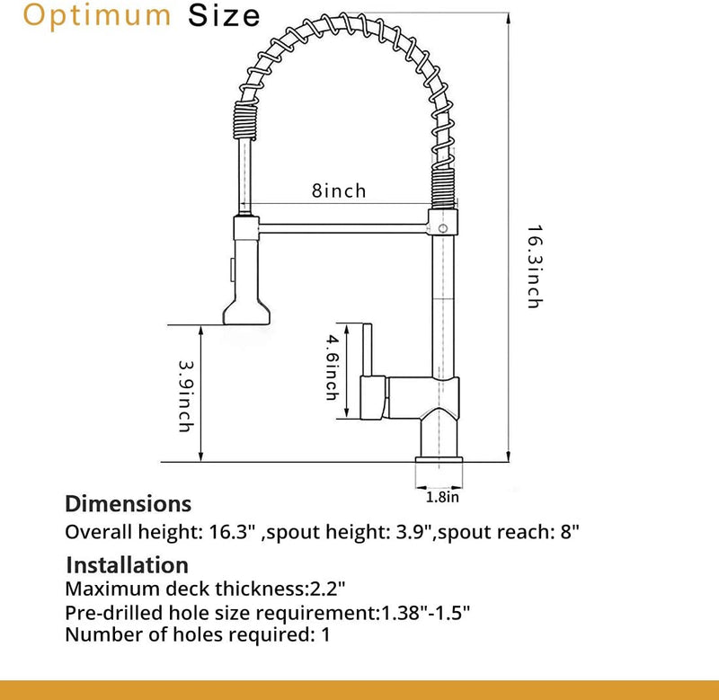 Single Handle Pull Down Sprayer Kitchen Faucet with 360℃ Rotation