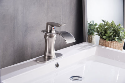 Single-Handle Bathroom Faucet with Deckplate Included and Supply Lines