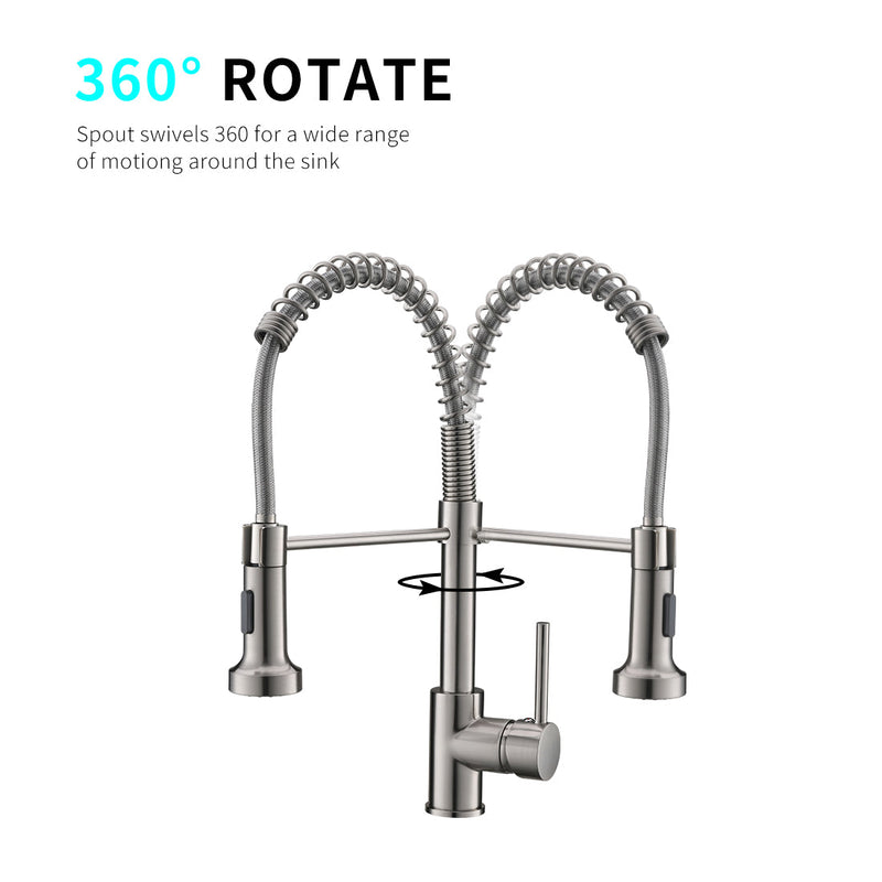 Single Handle Pull Down Sprayer Kitchen Faucet with 360℃ Rotation