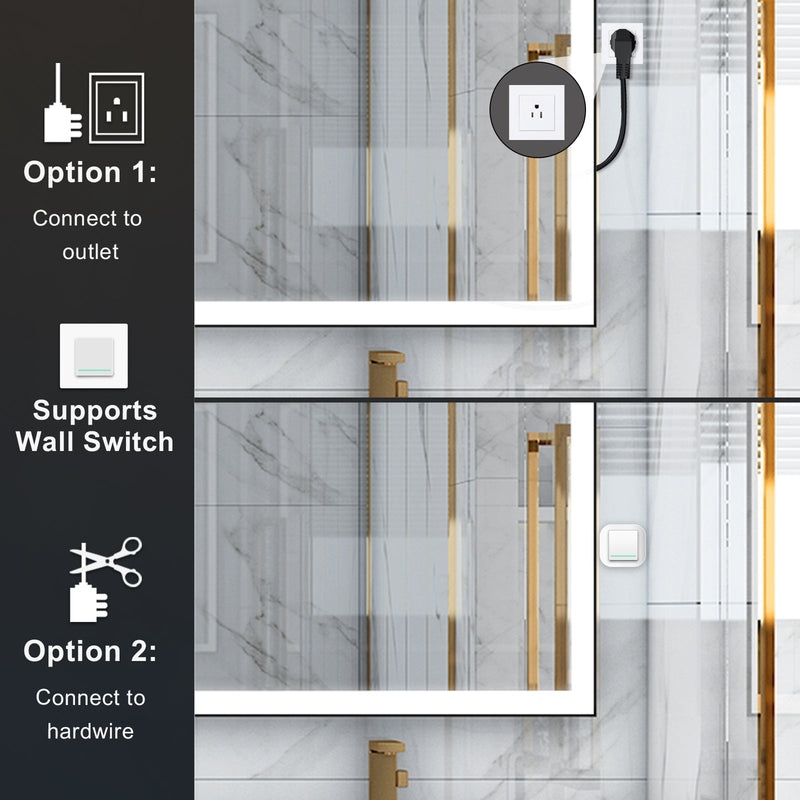 84 in. W x 42 in. H Rectangular Framed LED Light Wall Vertical/Horizontal Bathroom Vanity Mirror