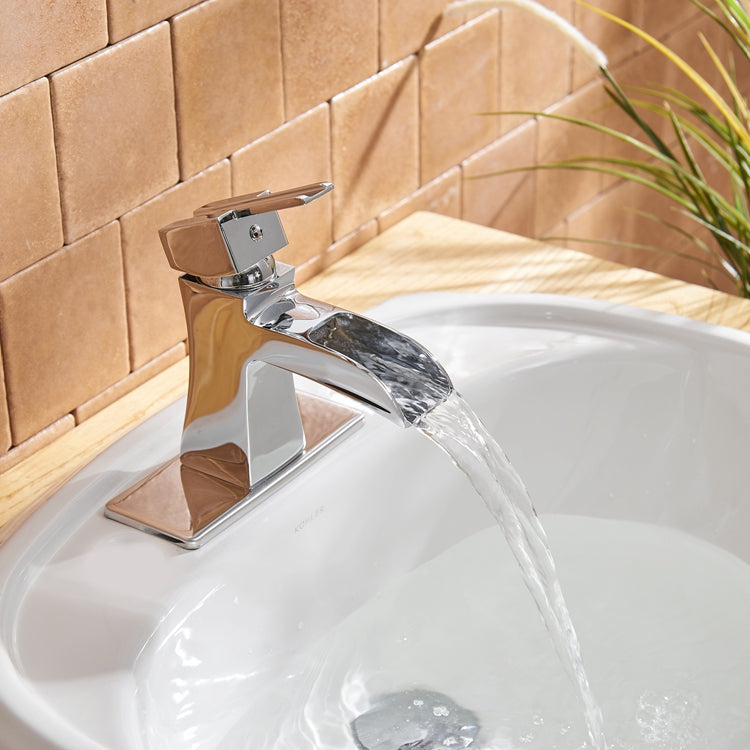 Single Hole Single-Handle Low-Arc Bathroom Faucet with Drain Assembly