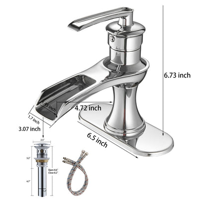 Single Handle Single Hole Bathroom Faucet Pop-Up Drain Included and Supply Lines