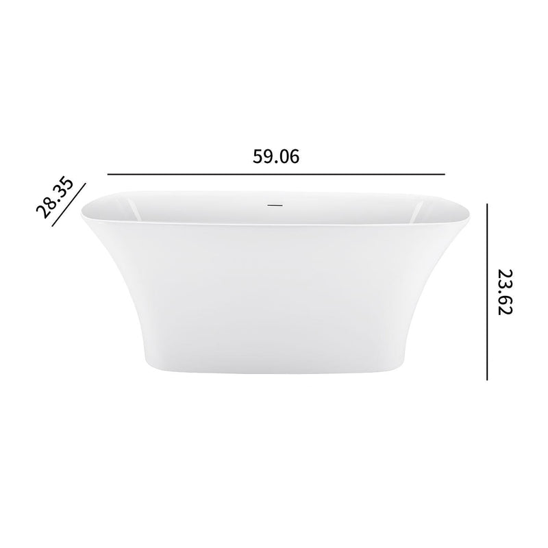 31-in W x 67-in L Gloss White Acrylic Freestanding Soaking Bathtub