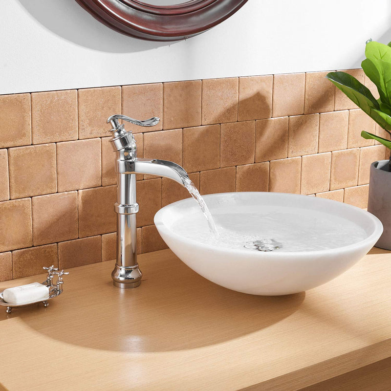 Waterfall Single Hole Single Handle Tall Body Bathroom Vessel Sink Faucet