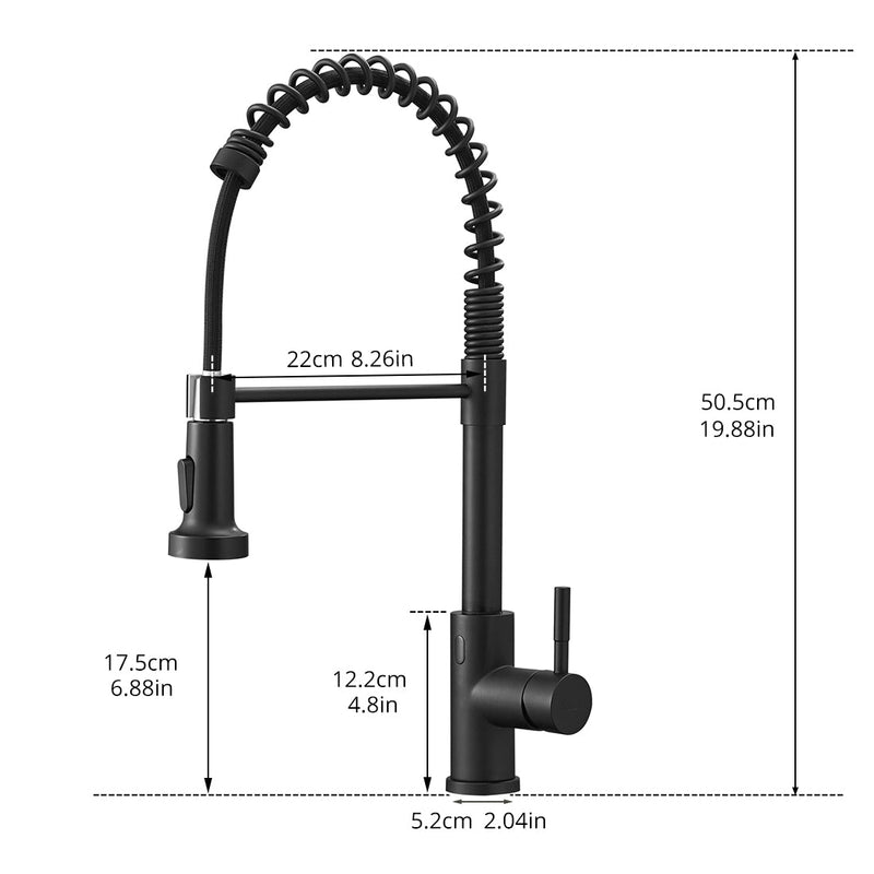 Single Handle Touch Pull Down Sprayer Kitchen Faucet with 360℃ Rotation in Matte Black