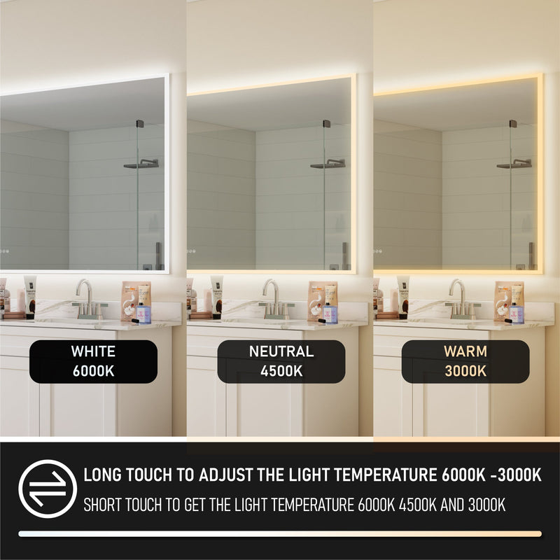 84 in. W x 42 in. H Rectangular Frameless Anti-Fog LED Light Dimmable Wall Mount Premium Bathroom Vanity Mirror