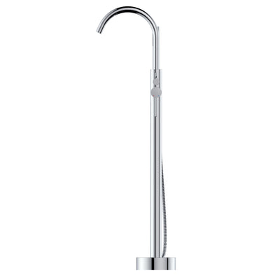 Free Standing Tub Faucets Brushed Nickel 2-handle Residential Freestanding High-arc Bathtub Faucet with Hand Shower (Valve Included)