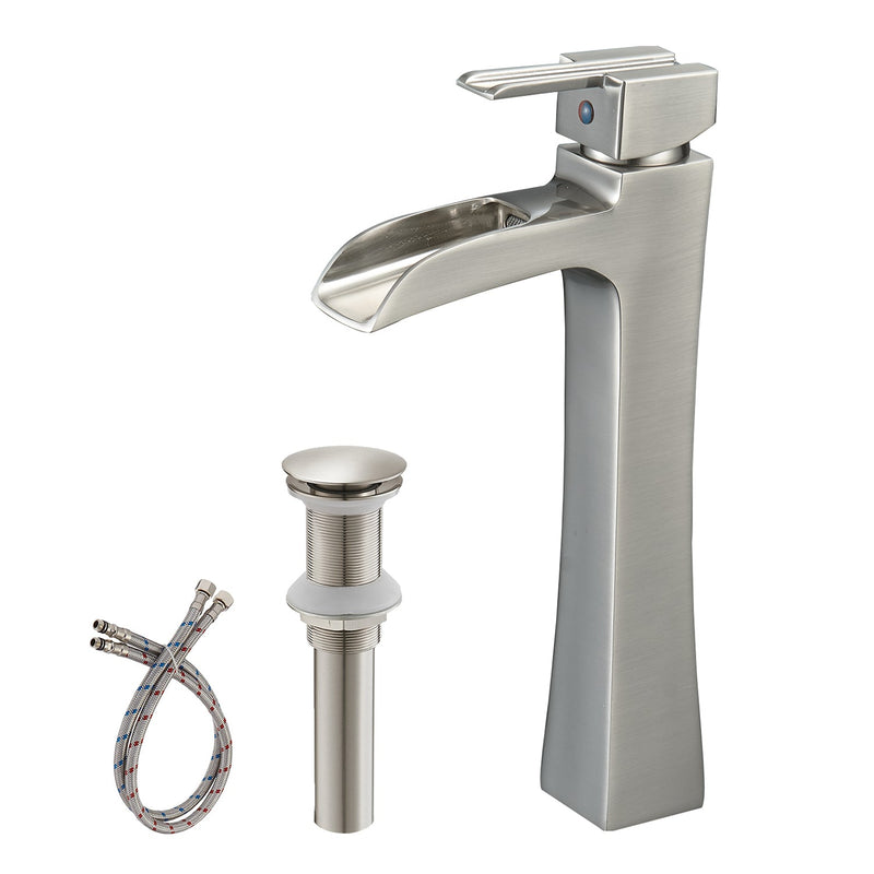 Single Hole Single-Handle Vessel Bathroom Faucet with Pop Up Drain without Overflow