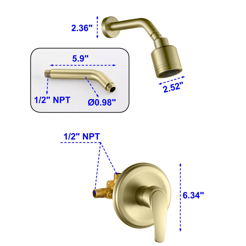 Single-Handle 1-Spray Round Shower Faucet with 360-Degree Ration