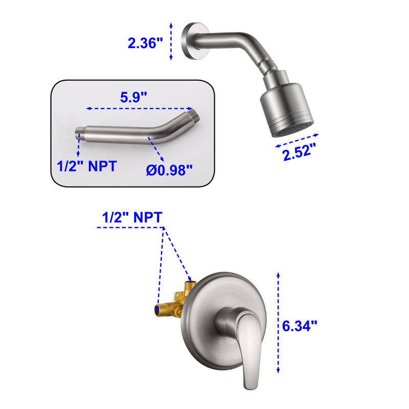 Single-Handle 1-Spray Round Shower Faucet with 360-Degree Ration