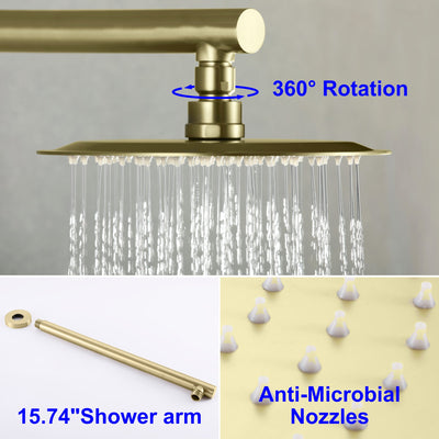 8 in. 1-Spray Patterns with 2.1 GPM Wall Mount Fixed Shower Head with Valve Included