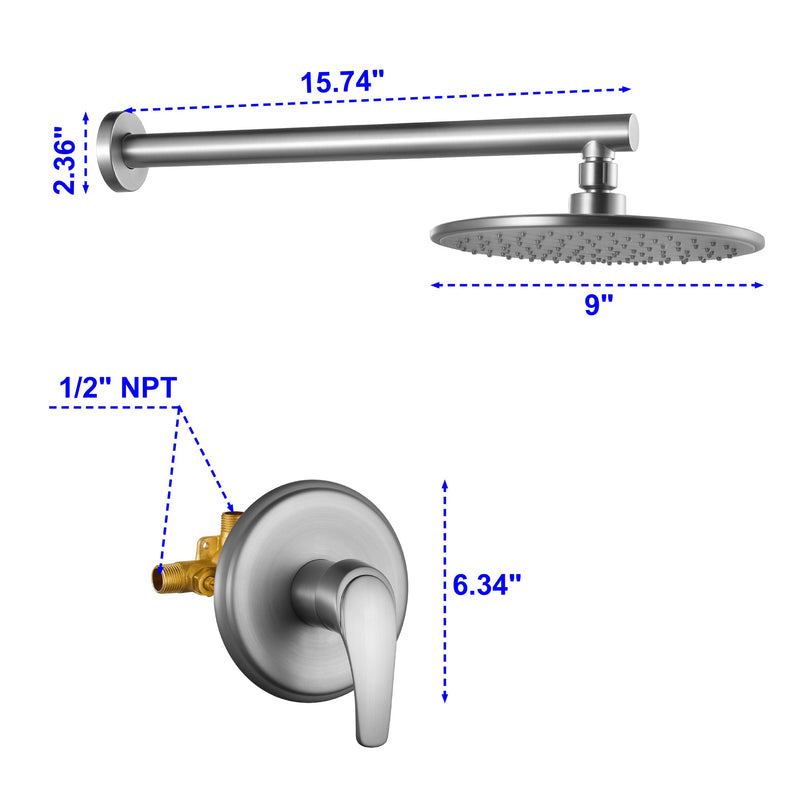 Single Handle 1-Spray Round Shower Faucet with 360¡ã Rotation (Valve Included)