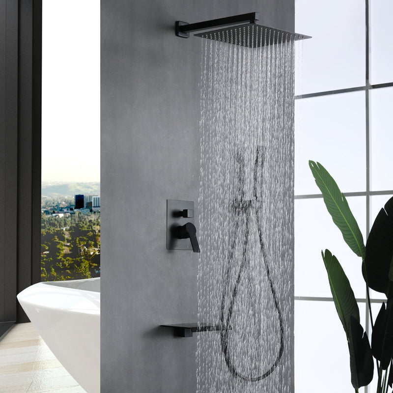 12 in. 3-Spray Patterns with 1.8 GPM Wall Mount Dual Shower Heads with Waterfall Spout