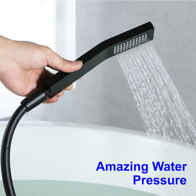 Single-Handle Wall-Mount Tub Faucet with Hand Shower and Waterfall Spout