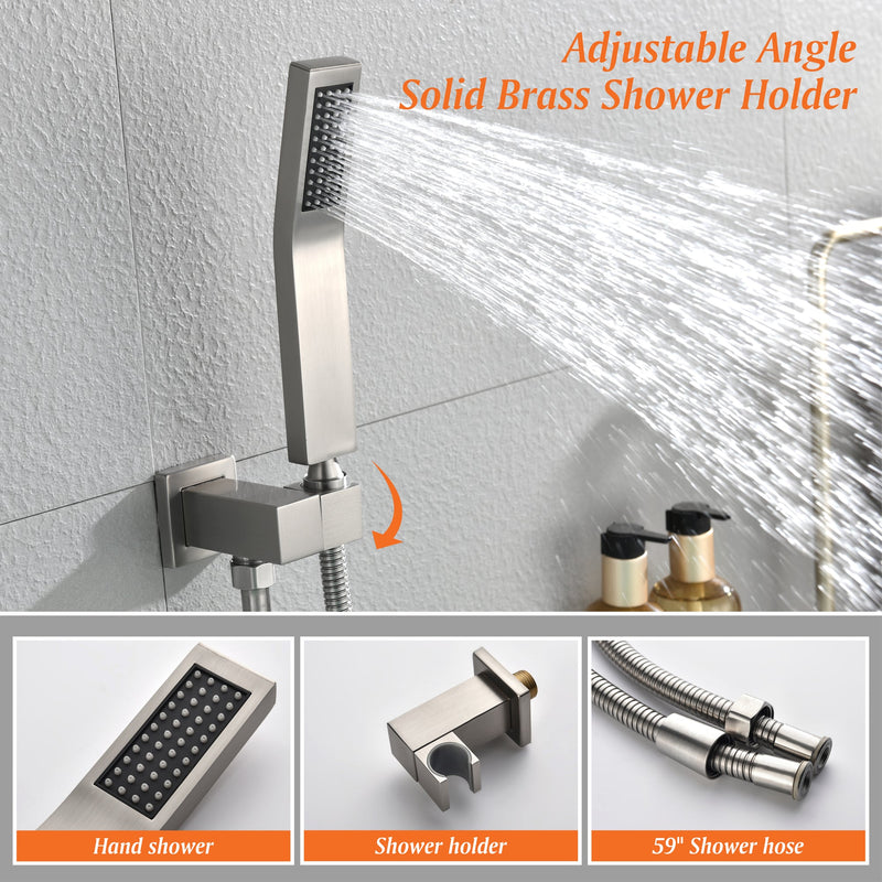 Waterfall Spout Single-Handle Tub Wall Mount Roman Tub Faucet with Hand Shower