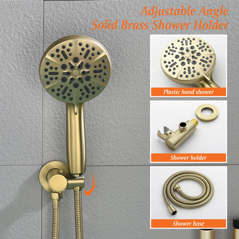 Single-Handle Wall Mount Roman Tub Faucet with 7-Spray Round Hand Shower