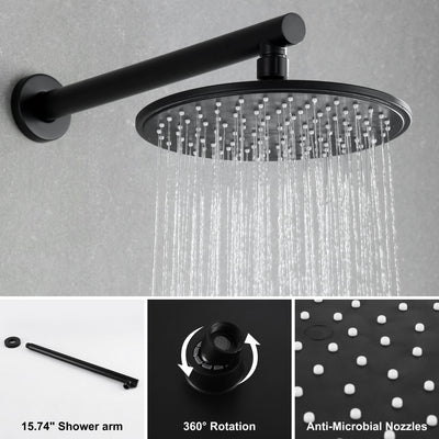 9 in. 2-Spray Patterns with 1.8 GPM Wall Mount Dual Shower Heads with 360-Degree Rotation