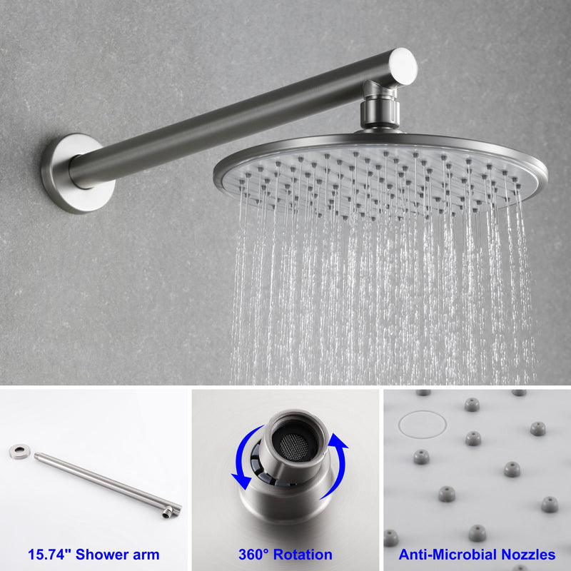 9 in. 2-Spray Patterns with 1.8 GPM Wall Mount Dual Shower Heads with 360-Degree Rotation