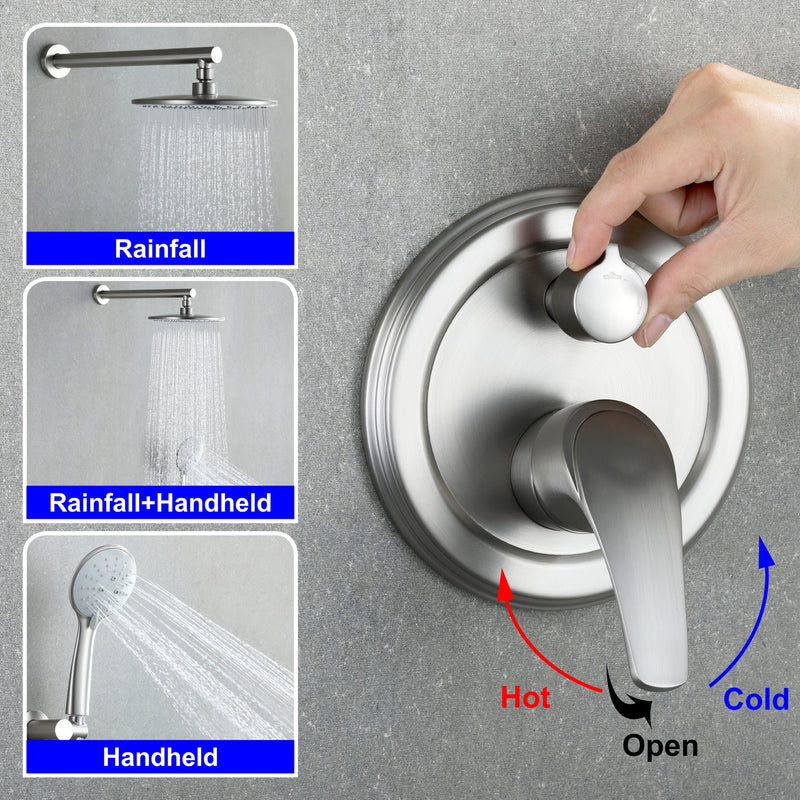 9 in. 2-Spray Patterns with 1.8 GPM Wall Mount Dual Shower Heads with 360-Degree Rotation