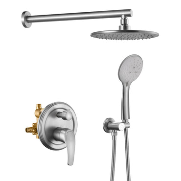 9 in. 2-Spray Patterns with 1.8 GPM Wall Mount Dual Shower Heads with 360-Degree Rotation