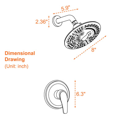 Single Handle 3-Spray Round Shower Faucet with Rough-In Valve