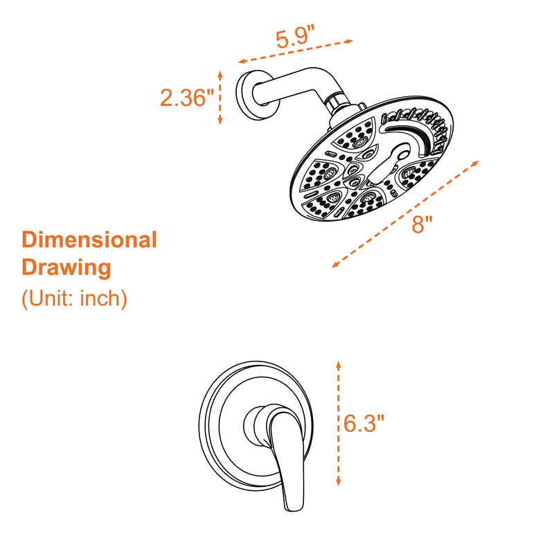 Single Handle 3-Spray Round Shower Faucet with Rough-In Valve