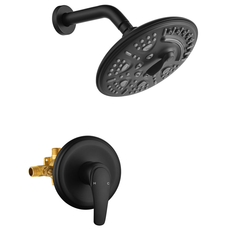 Single Handle 3-Spray Round Shower Faucet with Rough-In Valve